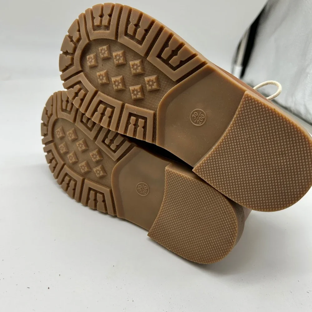 MMGZ Baby Tan Scalloped Trim Ankle Boots Side Zip Size 12.5‎ Toddler